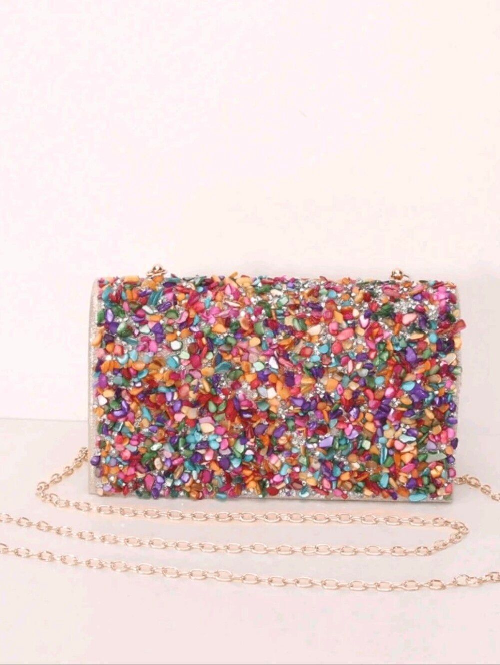 Multicolor Beaded Crossbody Bag - Elegant Women's Evening Bag